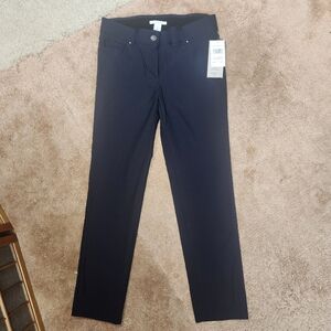 Linda Matthews Navy Blue Slim Fit Pants
